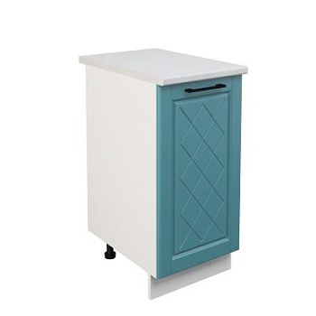 Шкаф нижний ШН 400 Корпус: ЛДСП белый 16мм; фасад: фрезеровка Барселона, МДФ морское дерево 16мм