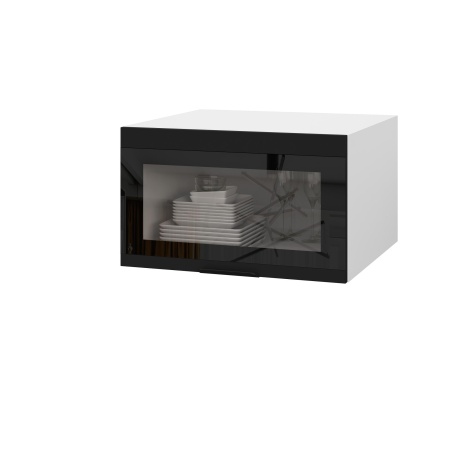 Шкаф верхний со стеклом антресоль ШВСА 600 Корпус: ЛДСП белый 16мм; фасад: фрезеровка Норд, МДФ софт черный 16 мм Шкаф верхний со стеклом антресоль ШВСА 600 Корпус: ЛДСП белый 16мм; фасад: фрезеровка Норд, МДФ софт черный 16 мм