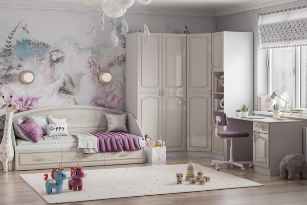 Модульная молодежная Венеция Белый / Глянец жемчуг