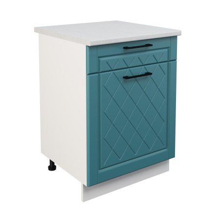 Шкаф нижний с ящиком ШН1Я 600 Корпус: ЛДСП белый 16мм; фасад: фрезеровка Барселона, МДФ морское дерево 16мм