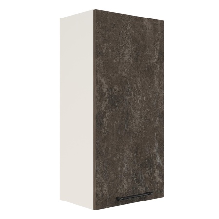 Шкаф верхний (премьер) ШВ 450Н Корпус: ЛДСП белый 16мм; фасад: фрезеровка Нувель, МДФ бетон коричневый 16мм