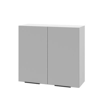 Шкаф верхний ШВ 800 Корпус: ЛДСП белый 16мм; фасад: фрезеровка Оливия, ЛДСП серый софт 16 мм