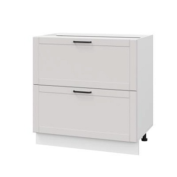 Шкаф нижний с ящиками ШНГ2Я 800 Корпус: ЛДСП белый 16мм; фасад: фрезеровка Диада, МДФ лофт крем 16 мм