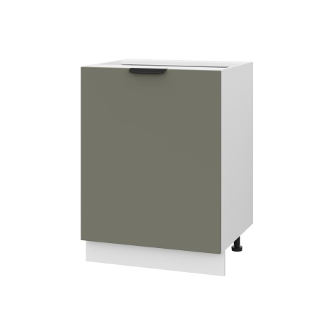 Шкаф нижний ШН 600-1 Корпус: ЛДСП белый 16мм; фасад: фрезеровка Норд, МДФ софт лайт хаки 16 мм