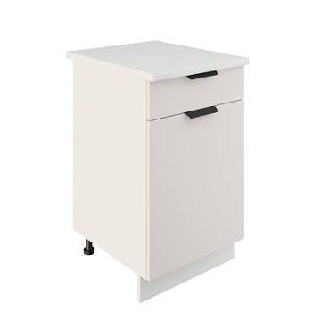 Шкаф нижний с ящиком ШН1Я 500 Корпус: ЛДСП белый 16мм; фасад: фрезеровка Норд, МДФ софт даймонд 16 мм