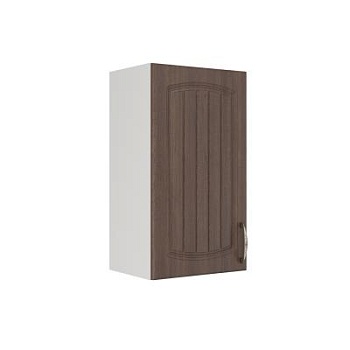 Шкаф верхний ШВ 400 Корпус: ЛДСП белый 16мм; фасад: фрезеровка Гренада, МДФ бразильский орех 16мм