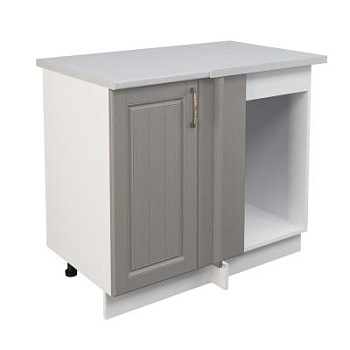 Шкаф нижний угловой  ШНУП 1000 Корпус: ЛДСП белый 16мм; фасад: фрезеровка Лондон, МДФ дуб графит 16мм