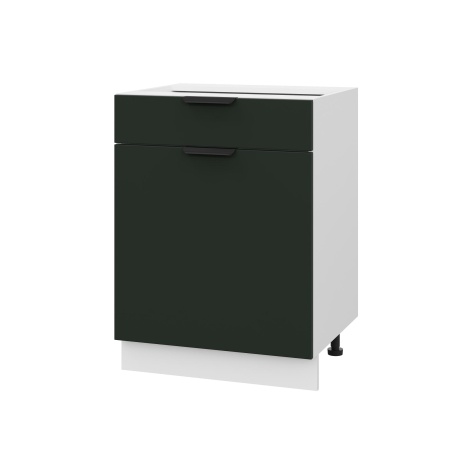 Шкаф нижний с ящиком ШН1Я 600 Корпус: ЛДСП белый 16мм; фасад: фрезеровка Норд, МДФ софт пихтовый зеленый 16 мм