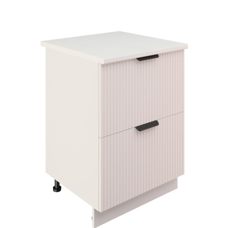 Шкаф нижний с ящиками ШНГ2Я 600 Корпус: ЛДСП белый 16мм; фасад: фрезеровка Норд Line, МДФ софт пломбир 16 мм Шкаф нижний с ящиками ШНГ2Я 600 Корпус: ЛДСП белый 16мм; фасад: фрезеровка Норд Line, МДФ софт пломбир 16 мм