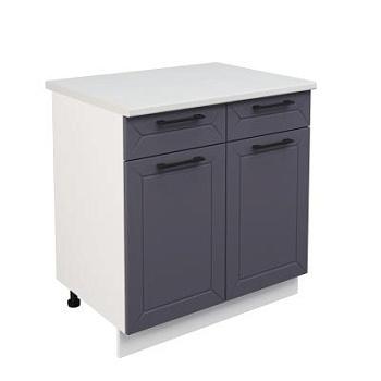 Шкаф нижний с ящиками ШН2Я 800 Корпус: ЛДСП белый 16мм; фасад: фрезеровка Кельн, МДФ софт смок 16мм