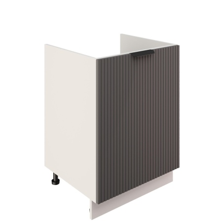 Шкаф нижний под мойку ШНМ 600-1 Корпус: ЛДСП белый 16мм; фасад: фрезеровка Норд Line, МДФ софт смок 16 мм