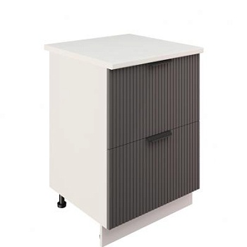 Шкаф нижний с ящиками ШНГ2Я 600 Корпус: ЛДСП белый 16мм; фасад: фрезеровка Норд Line, МДФ софт маренго 16 мм Шкаф нижний с ящиками ШНГ2Я 600 Корпус: ЛДСП белый 16мм; фасад: фрезеровка Норд Line, МДФ софт маренго 16 мм