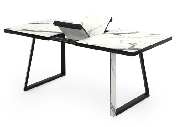 Стол Прайм CRAFT-М бабочка В2, пластик (1200*850*380) Мрамор белый / Черный
