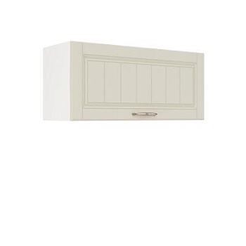 Шкаф верхний горизонтальный ШВГ 800 Корпус: ЛДСП белый 16мм; фасад: фрезеровка Лондон, МДФ дуб крем 16мм