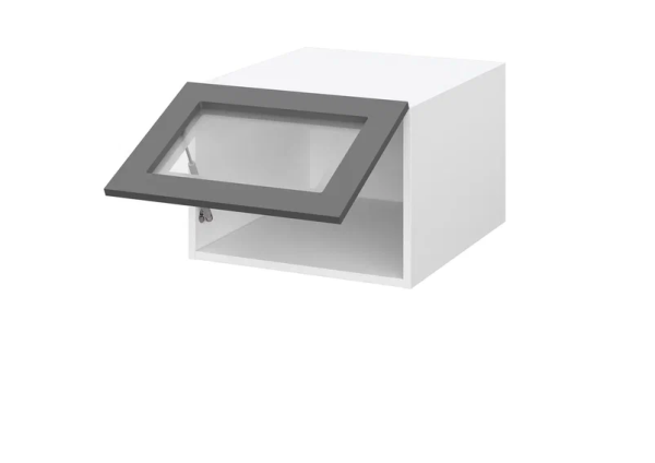 Шкаф верхний со стеклом антресоль ШВСА 500 Корпус: ЛДСП венге 16мм; фасад: фрезеровка Норд, МДФ софт черный 16 мм