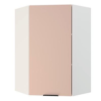 Шкаф верхний угловой (премьер)  ШВУ 600Н Корпус: ЛДСП белый 16мм; фасад: фрезеровка Норд, МДФ софт латте 16 мм