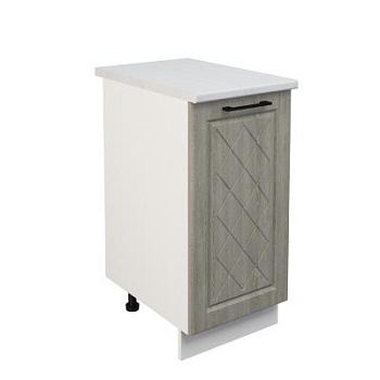 Шкаф нижний ШН 400 Корпус: ЛДСП белый 16мм; фасад: фрезеровка Барселона, МДФ седой клен 16мм