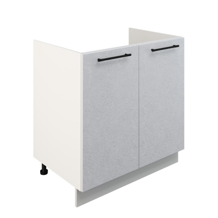 Шкаф нижний под мойку ШНМ 800 Корпус: ЛДСП белый 16мм; фасад: фрезеровка Нувель, МДФ бетон белый 16мм