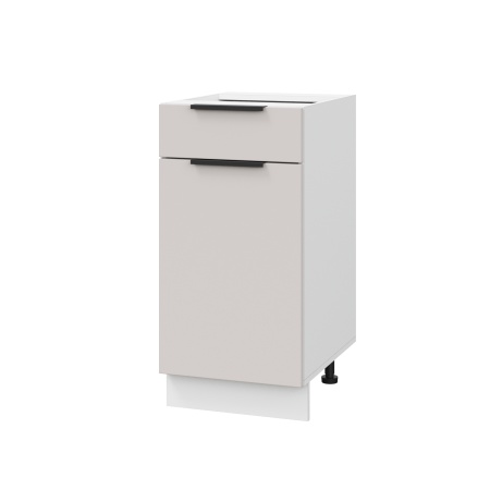 Шкаф нижний с ящиком ШН1Я 400 Корпус: ЛДСП белый 16мм; фасад: фрезеровка Оливия, МДФ моно керамика 16 мм