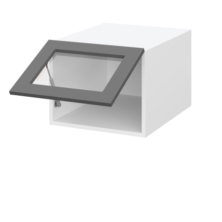 Шкаф верхний со стеклом антресоль ШВСА 450 Корпус: ЛДСП венге 16мм; фасад: фрезеровка Норд, МДФ софт черный 16 мм