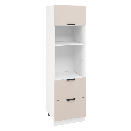 Пенал ПДМ600-1Г2Я Корпус: ЛДСП белый 16мм; фасад: фрезеровка Норд, МДФ софт латте 16 мм