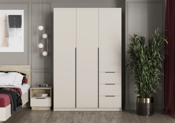 ВЕНТУРО Шкаф ШК-002 (3-ств, с ящиками) Корпус - Кашемир 2,75