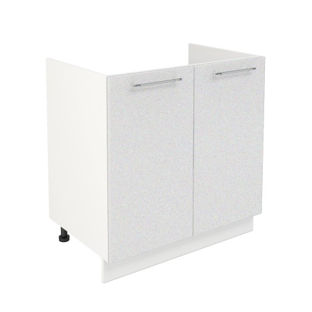 Шкаф нижний под мойку ШНМ 800 Корпус: ЛДСП белый 16мм; фасад: фрезеровка Олива, МДФ металлик белый 16мм