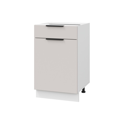 Шкаф нижний с ящиком ШН1Я 500 Корпус: ЛДСП белый 16мм; фасад: фрезеровка Оливия, МДФ моно керамика 16 мм