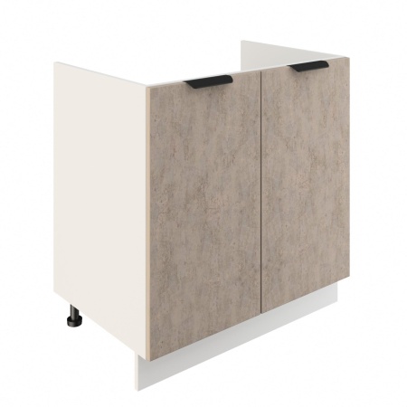 Шкаф нижний под мойку ШНМ 800 Корпус: ЛДСП белый 16мм; фасад: фрезеровка Норд, МДФ камень беж 16 мм