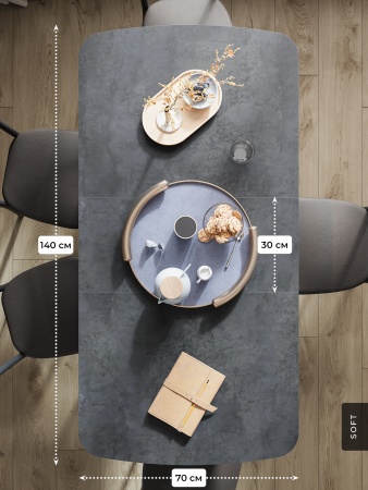 Стол Альт 1100х700/300, раздвижной, ЛДСП, В7 Цемент темный / Черный