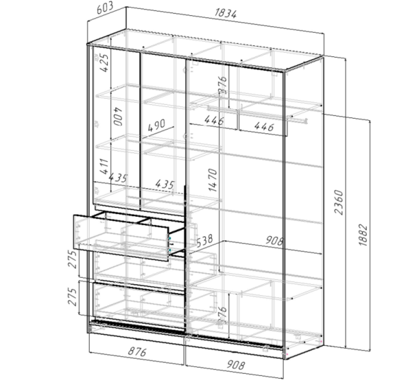 БОХО Шкаф-купе ШК-006 (Д.1800) Дуб крафт серый / Кашемир БОХО Шкаф-купе ШК-006 (Д.1800) Дуб крафт серый / Кашемир