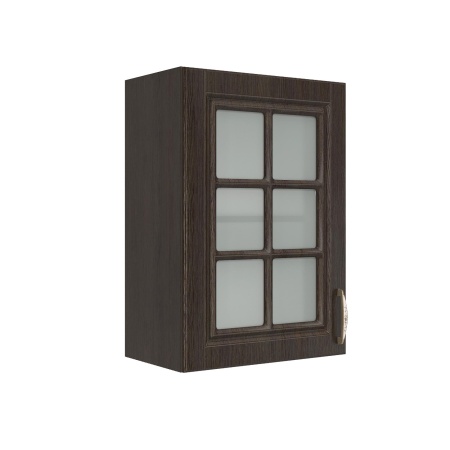 Шкаф верхний со стеклом ШВС 500 Корпус: ЛДСП венге 16мм; фасад: фрезеровка Лондон, МДФ дуб венге 16мм