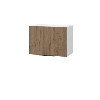 Шкаф верхний горизонтальный ШВГ 500 Корпус: ЛДСП белый 16мм; фасад: фрезеровка Оливия, ЛДСП дуб крафт табачный 16 мм