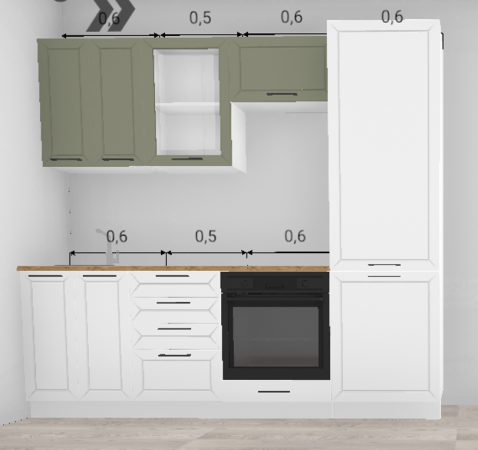 Кухня Кельн Лайт хаки / Софт даймонд (низ) 1,7 м + пенал 600 (4657)