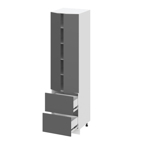 Пенал (премьер) П600Н-22Я Корпус: ЛДСП белый 16мм; фасад: фрезеровка Норд, МДФ орех канадский 16 мм