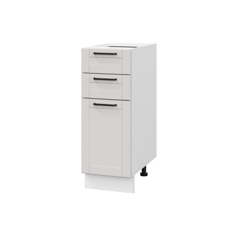 Шкаф нижний с ящиками ШН3Я 300 Корпус: ЛДСП белый 16мм; фасад: фрезеровка Диада, МДФ лофт крем 16 мм