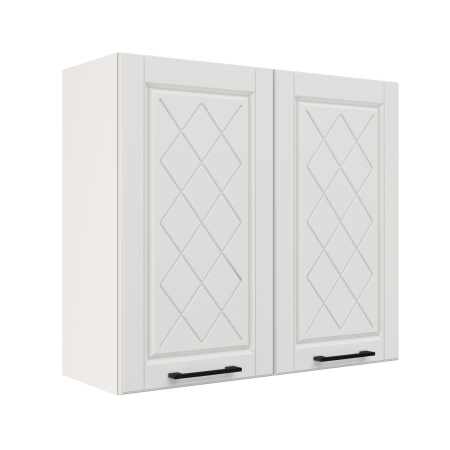 Шкаф верхний ШВ 800 Корпус: ЛДСП белый 16мм; фасад: фрезеровка Барселона, МДФ белое дерево 16мм