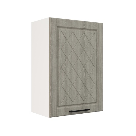 Шкаф верхний ШВ 500 Корпус: ЛДСП белый 16мм; фасад: фрезеровка Барселона, МДФ седой клен 16мм