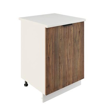 Шкаф нижний ШН 600-1 Корпус: ЛДСП белый 16мм; фасад: фрезеровка Норд, МДФ орех канадский 16 мм