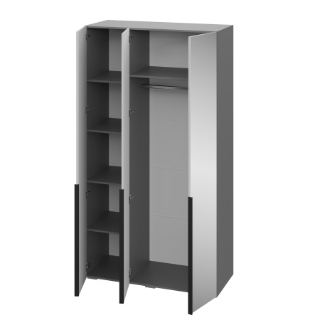 Шкаф Альмерия ШК-1200 с 2 зеркалами Серый графит / Бархат серый