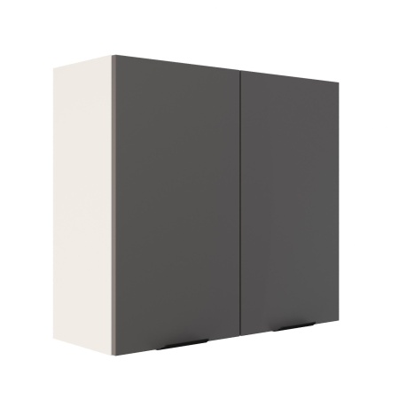 Шкаф верхний ШВ 800 Корпус: ЛДСП белый 16мм; фасад: фрезеровка Норд, МДФ софт смок 16 мм