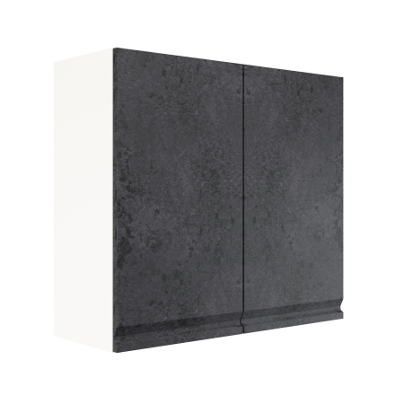 Шкаф верхний ШВ 800 Корпус: ЛДСП белый 16мм; фасад: фрезеровка Бруклин, МДФ бетон черный 16мм