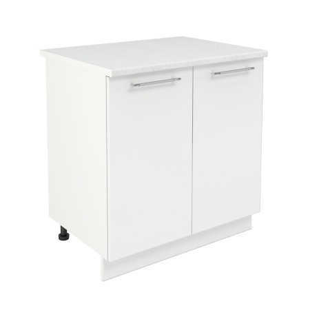 Шкаф нижний ШН 800 Корпус: ЛДСП белый 16мм; фасад: фрезеровка Олива, МДФ глянец белый 16мм