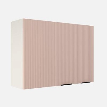 Шкаф верхний угловой ШВУП 1000 Корпус: ЛДСП белый 16мм; фасад: фрезеровка Норд Line, МДФ софт какао 16 мм