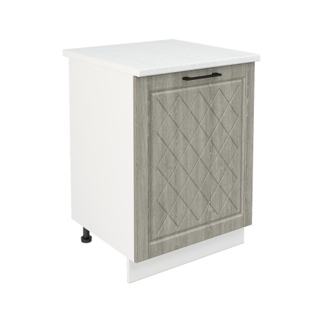 Шкаф нижний ШН 600-1 Корпус: ЛДСП белый 16мм; фасад: фрезеровка Барселона, МДФ седой клен 16мм