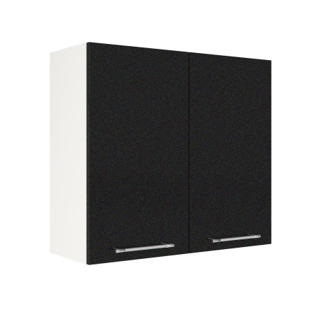 Шкаф верхний ШВ 800 Корпус: ЛДСП белый 16мм; фасад: фрезеровка Олива, МДФ металлик черный 16мм