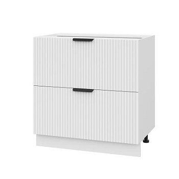 Шкаф нижний с ящиками ШНГ2Я 800 Корпус: ЛДСП белый 16мм; фасад: фрезеровка Норд Line, МДФ софт пломбир 16 мм