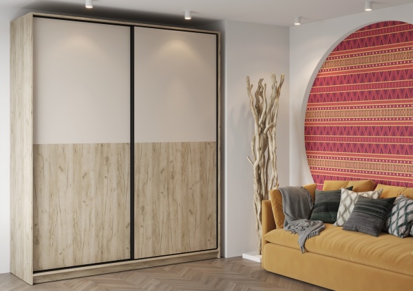 БОХО Шкаф-купе ШК-005 (2.0 м) Дуб крафт серый / Кашемир