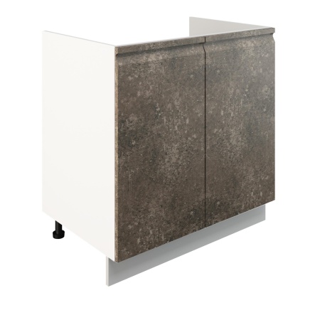 Шкаф нижний под мойку ШНМ 800 Корпус: ЛДСП белый 16мм; фасад: фрезеровка Бруклин, МДФ бетон коричневый 16мм