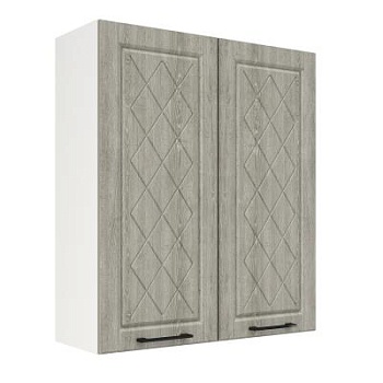 Шкаф верхний (премьер) ШВ 800Н Корпус: ЛДСП белый 16мм; фасад: фрезеровка Барселона, МДФ седой клен 16мм